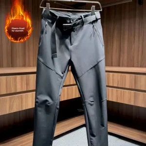 High-End Fleece Lined Thick Men's Pants 2026 New Winter Straight Leg Sport Casual Trousers Three-Proof Soft Jacke... - AliExpress Pants