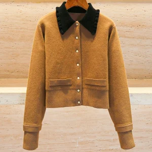 High-End Women's Khaki Knitted Open Cardigan Autumn New Style College Style S Home South Oil French Style Long Sleeve Short Coat - AliExpress Sweaters&Jumpers