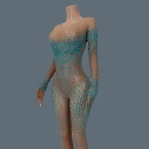 Sparkly Crystals Rhinestones Strechy Jumpsuit Women Sexy High Street Dance Costume Performance Stage Outfit Tiaotiaotang - AliExpress Jumpsuits&Rompers