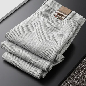 Trendy ey Embroidered Casual Pants Slim Fit Soft Youth Men's Busin Elastic Straight Leg Pants Faionable Stra... - AliExpress Pants