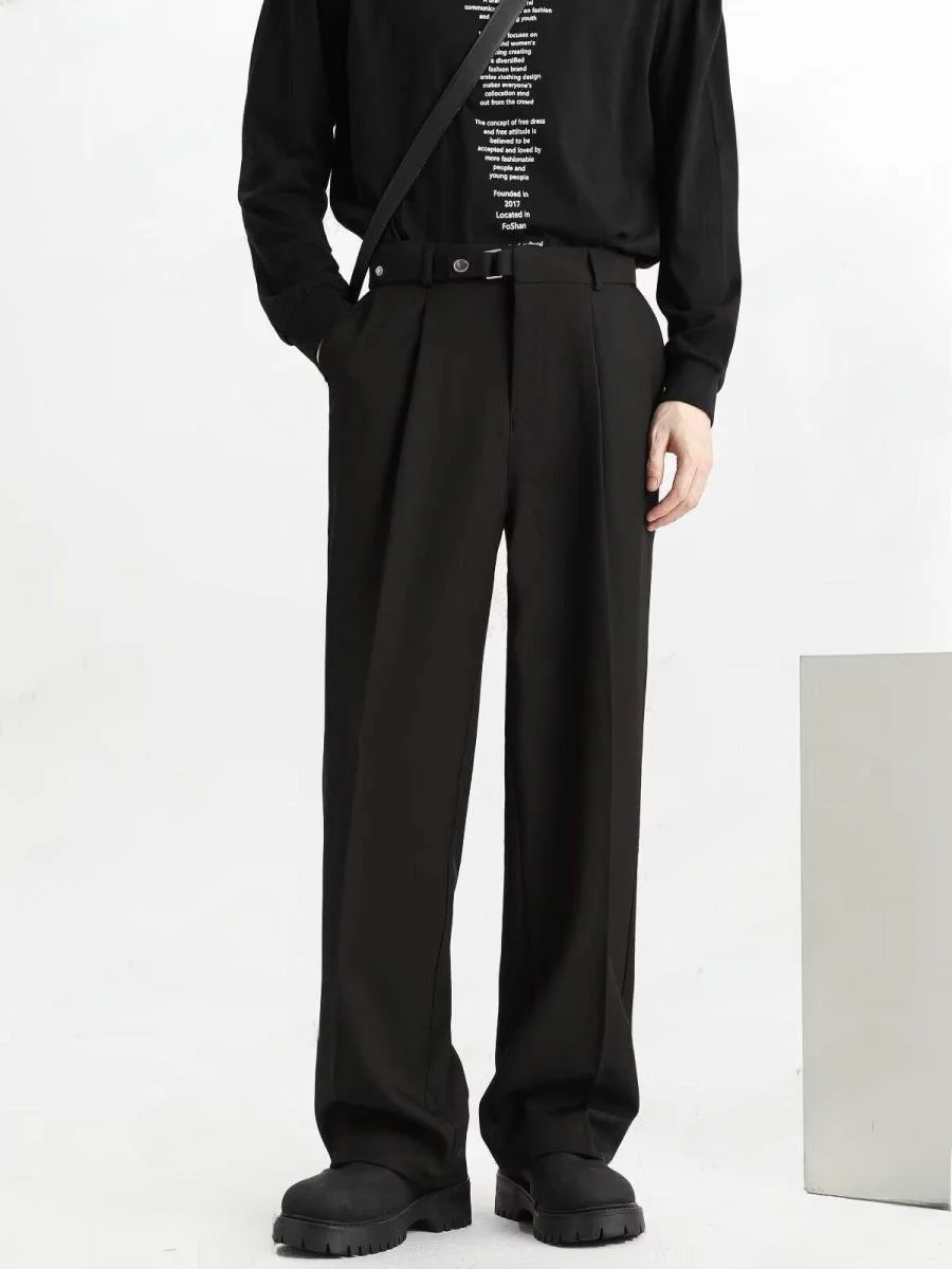 Casual Loose Men's Wide Leg Pants High Waist Straight Leg Trousers Luxury Lightweight Spring Autumn Winter New Sle Busin... - AliExpress Pants