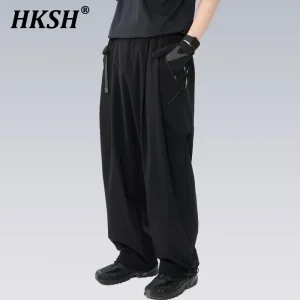 HKSH Spring New Man Tide Dark Chic Safari Style Cargo Pants Outdoor Silhouette Pleated Zipper Vibe Ins Techwear Overalls HK5039 - AliExpress Pants