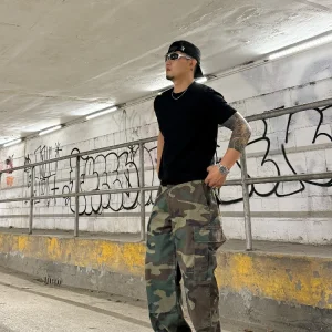 Vintage Military Camouflage Loose Fit Work Pants with kets Heavy Waed Youthful Casual Trousers for Daily Wear - AliExpress Pants