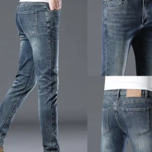 Spring Season Slim Fit Men's Jeans Casual Elastic Korean Style Fashionable Long Pants Versatile Comfortable mid Waist Zipper - AliExpress Pants