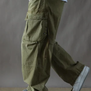 American Workwear Sle Khaki Straight Leg Pants Men's Loose Casual Multi-ket Long Trousers 2026 Wide Leg Trendy Brand - AliExpress Pants