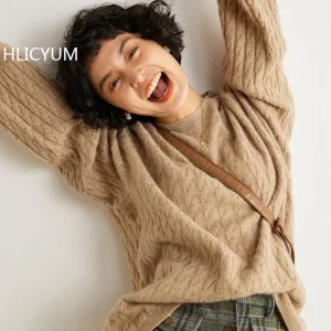 Women's Thick 100% Cashmere Sweaters Oversize Turtleneck Women Winter Warm Pullovers Knitted O  Neck Wool Jumper For Women Tops - AliExpress Sweaters&Jumpers