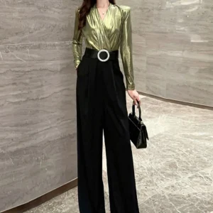 High-End Luxury Color Blo Wide Leg Jumpsuit Women's Autumn Winter New Sle Ele Design Godd Trendy One-Piece Suit - AliExpress Jumpsuits&Rompers