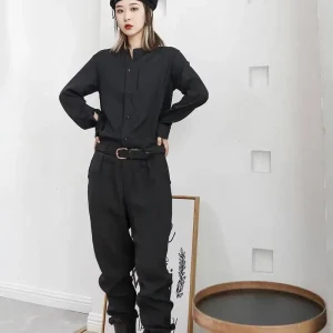 Women's Overalls Spring And Autumn New Korean Version Of The Japanese Stand Collar Fashion Casual Versatile Large Size Even Pant - AliExpress Jumpsuits&Rompers