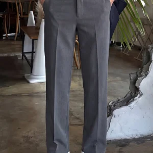 ey Single Pleat Casual Pants Men's Summer Trend Slim Straight Thin Commuting West Pants Straight Tube Lightweight - AliExpress Pants