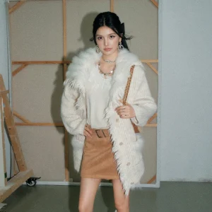 Olivia Duo  Fur Collar Open Cardigan Knitted Warm Tassel Women's Loose Fit Long Sve Coat Thiened Winter New Arrival - AliExpress Sweaters&Jumpers