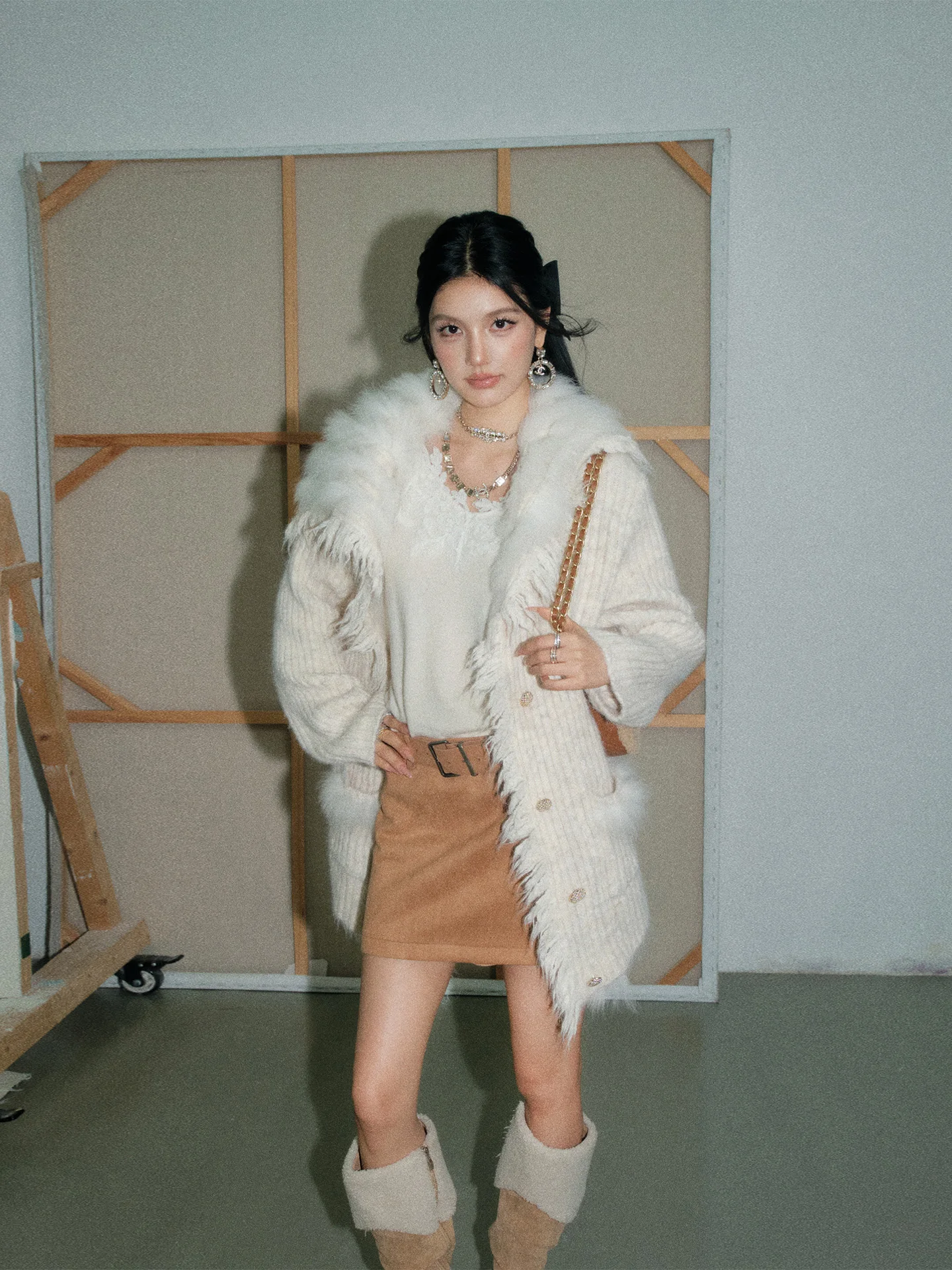 Olivia Duo Fur Collar Open Cardigan Knitted Warm Tassel Women's Loose Fit Long Sve Coat Thiened Winter New Arrival - AliExpress Sweaters&Jumpers