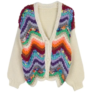 2025 Autumn Winter Hand-made Sweater Loose Bohemian Rainbow V-neck Long-sleeved Knitted Cardigan Jacket For Women Knitted Coat - AliExpress Sweaters&Jumpers
