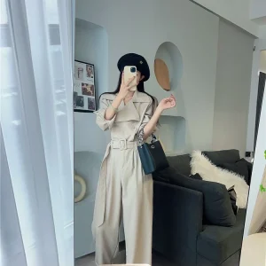Women's Suit One-Piece Spring Autumn Loose Casual Wide Leg Pants High Waist Design Comfortable Long Straight Tube Suit - AliExpress Jumpsuits&Rompers
