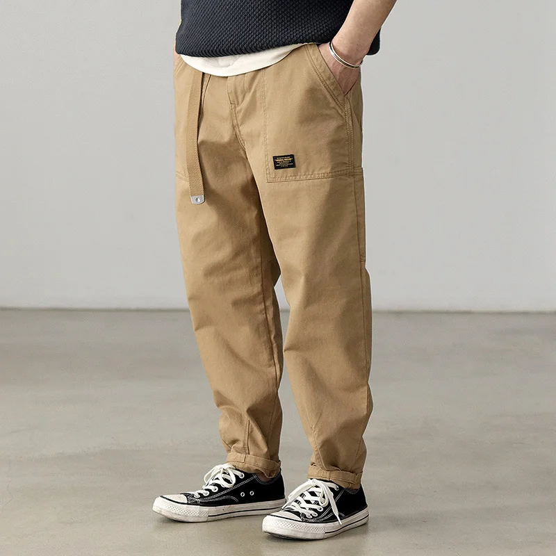 Overalls Men's Japanese Vintage Pure Cotton Washing Trend Loose Closure Foot Spring And Autumn Leisure Long Pants - AliExpress Pants