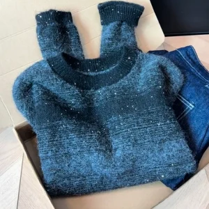 Korean Sle round Ne Sequin Sweater Color Blo Slimming Top Ele Faionable Winter New Arrival plus Size Women's Knit... - AliExpress Sweaters&Jumpers