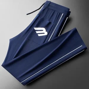 JSBD Summer Ice Silk 16 Flat Knitting Machine Yilite contrasting color Men's straight leg sport Casual sweatpants - AliExpress Pants