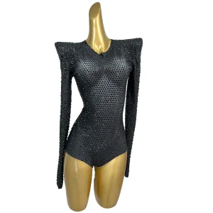 Duhei High Stretch Spandex Oversized Women Jumpsuit Black Rhinestone Tight Shorts Bar Dancer Performance Outfit Party Dress - AliExpress Jumpsuits&Rompers