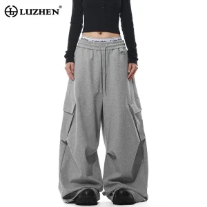LUZHEN 2025 New Solid Color Multi Pockets Baggy Elastic Waist Cargo Pants Men's Fashion Handsome Sports Sweatpants Male JY4993 - AliExpress Pants