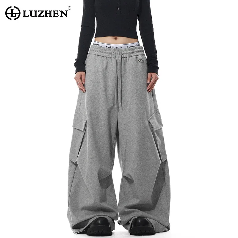 LUZHEN 2025 New Solid Color Multi Pockets Baggy Elastic Waist Cargo Pants Men's Fashion Handsome Sports Sweatpants Male JY4993 - AliExpress Pants