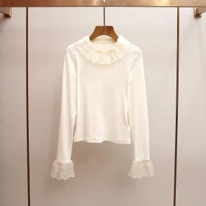 Sweet Style Spliced Collar Knitted Top Women's Fashion Spring New Slim Fit High Sleeve Early Spring New Arrival - AliExpress Sweaters&Jumpers