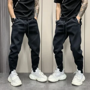Men's Spor Fce Lined Thiened Wide a Loose Fit Long Pants Autumn Winter Casual Straight Leg Trousers Youth Faion - AliExpress Pants