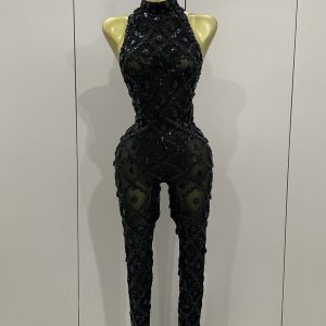 Luxury Sparkly Black Diamond Mesh See THhrough Jumpsuit Women Celebrate Birthday Sexy Dancer Nightclub Performance Stage Costume - AliExpress Jumpsuits&Rompers
