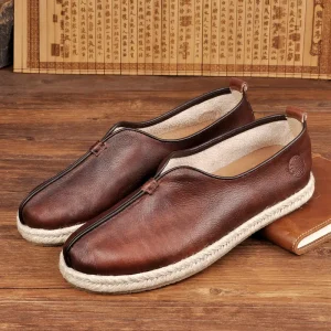 Genuine Leather Vintage Wing Chun Kungfu Shoes Chinese Traditional Shoes Wushu Tai Chi Old Peking Casual Flat Shoes Loafers - AliExpress Sneakers