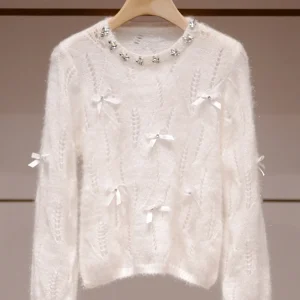 Slimming White Knitted Sweater with Hollow out Design round Ne  Knot for Women JOOva Commute Sle Bodycon Fit - AliExpress Sweaters&Jumpers