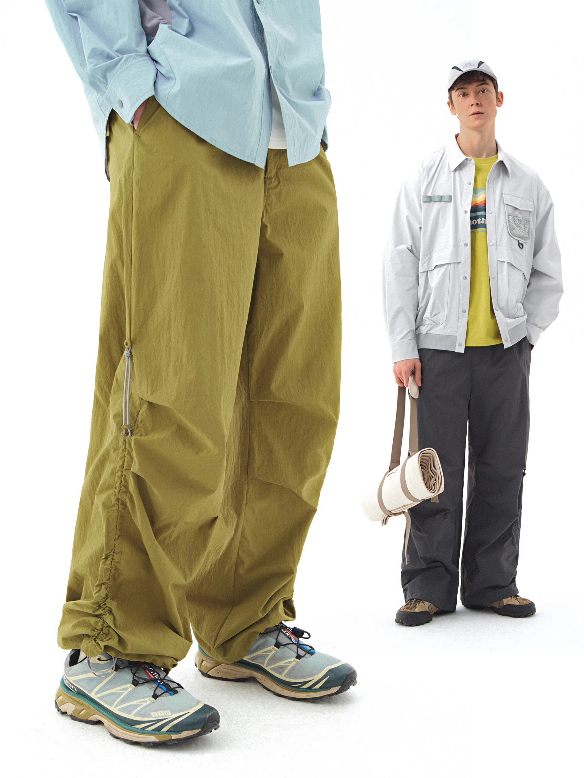 Nome Outdoor Hiking Casual Loose Pants Adjustable Waist Polyester Fiber Pure Color Youthful Spring Season Low Waist - AliExpress Pants