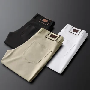 White European gentleman casual business pants men slim feet men's pants summer thin men's pants - AliExpress Pants