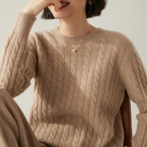 Women's Vintage Chic Basic Twist Flower Knit Autumn Winter Sweater 100% Cashmere Tops Loose Clothes Simple Warm O-Neck Pullover - AliExpress Sweaters&Jumpers