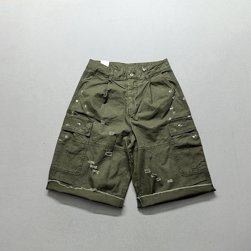 Japanese Vintage Distred Straight Leg orts Gp Trendy Loose Five-Quarter Workwear Pants for Men Detailed Control Heavy-Du... - AliExpress Pants