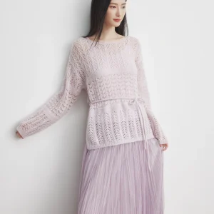 Annata Women's Wool Camere Hollow out Knitted Top Spring Thin Long Sve round Ne Soft Breathable  Color Commute Sle - AliExpress Sweaters&Jumpers