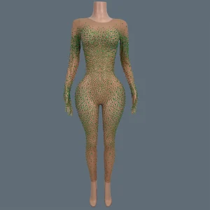 Sparkly Mesh Rhinestones Jumpsuit Women Sexy Elasticity See Through Performance Costume Nightclub Stage Wear Tiaotiaotang - AliExpress Jumpsuits&Rompers