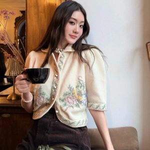 Retro Court Sle Embroidered Heavyweight Long Sve round Ne Knitted Sweater Women's Versatile Top Spring 2026 Commute St... - AliExpress Sweaters&Jumpers