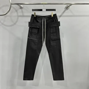 Owen Seak Men Cargo Pants Casual Gothic Oil Wax Men's Sweatpants Autumn Lightweight Solid Black High Street Long Pants Size XL - AliExpress Pants