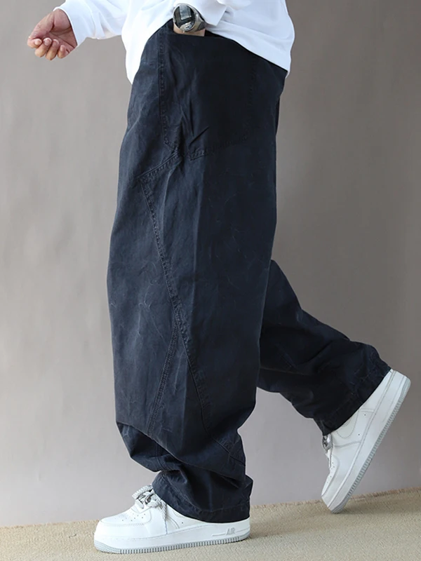American Workwear Sle Men's Loose Casual Long Pants Bend Knife Pants Straight Leg mid Waist Hong Kong Sle Trendy Bla - AliExpress Pants