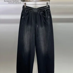 Retro Trendy Men's Casual Jeans Loose Fit Commuter Versatile Straight Leg Breathable Comfortable Cotton Polyester Elastic Waist - AliExpress Pants