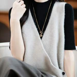 Autumn Winter New Knitted V-Ne Camere Vest Women's Buttonl Svel Sweater Pure Wool Color Outerwear - AliExpress Sweaters&Jumpers