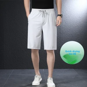 Ice Silk Qui Dry Loose Fit Men's Five-Quarter Casual Sports Fitn Running Pants mid Waist Straight Leg Thin Polyester - AliExpress Pants