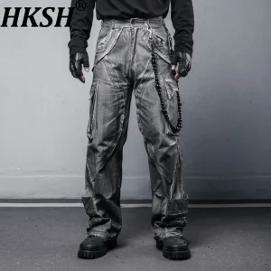 HKSH Waste Land Style Deconstructed Cut Techwear Cargo Pants Autumn New Man Tide Heavy Distressed Washed Straight Women HK11923 - AliExpress Pants