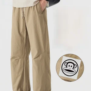 PaulFrank American Sle Casual Pants Men's Summer Lightweight Breathable Wide Leg Straight Tube Pants Workwear Loose Waist - AliExpress Pants