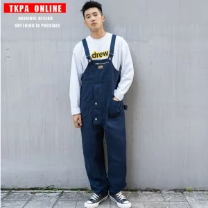 Ami Khaki trendy overalls men's American casual jumpsuit hip-hop solid color loose worker overalls - AliExpress Pants