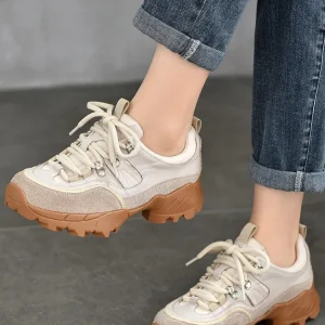 2025 New Ladies Retro Hiking Outdoor Shoes Lace Up Shoes Genuine Leather Thick Platform Antiskid Camping Sport Sneakers Trekking - AliExpress Sneakers
