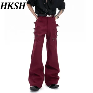HKSH Spring Autumn New Man Tide Punk Deconstructed Retro Metal Zipper Three-Dimensional Pockets Design Flared Cargo Pants HK8738 - AliExpress Pants