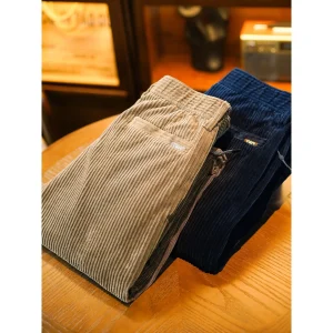 New 2025 Men's Corduroy Casual Pants Thiened Elastic Loose Straight Leg Warm Dad Pants Autumn Winter Faion Streetwear - AliExpress Pants