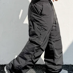 Trendy Loose down Pants Men's Casual Outdoor Waterproof Qui Dry Trousers Faionable Multi-ket Warm Straight Leg Pants - AliExpress Pants