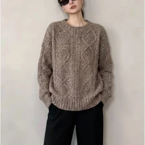 Loose Thiened Knitted Sweater Women's Spring 2026 Vintage Lazy Sle Outerwear Casual Comfortable Long Sve Knitwear - AliExpress Sweaters&Jumpers