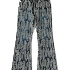 New Japanese Style Kapital Hirata and Hiroshi Casual  Men's Women's Loose Denim Jacquard Feather Flared Pants Versatile - AliExpress Pants