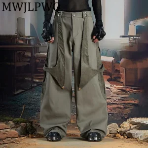 MWJLPWQ Men Detachable Two-ways Wear Patchwork Corduroy Trousers High Street Loose Straight-Leg Unique Unisex Casual Pants 11932 - AliExpress Pants
